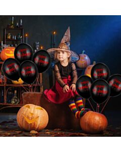 Μπαλόνια τρομακτικά Happy Halloween μαύρα 12 ιντσών 15 τεμάχια